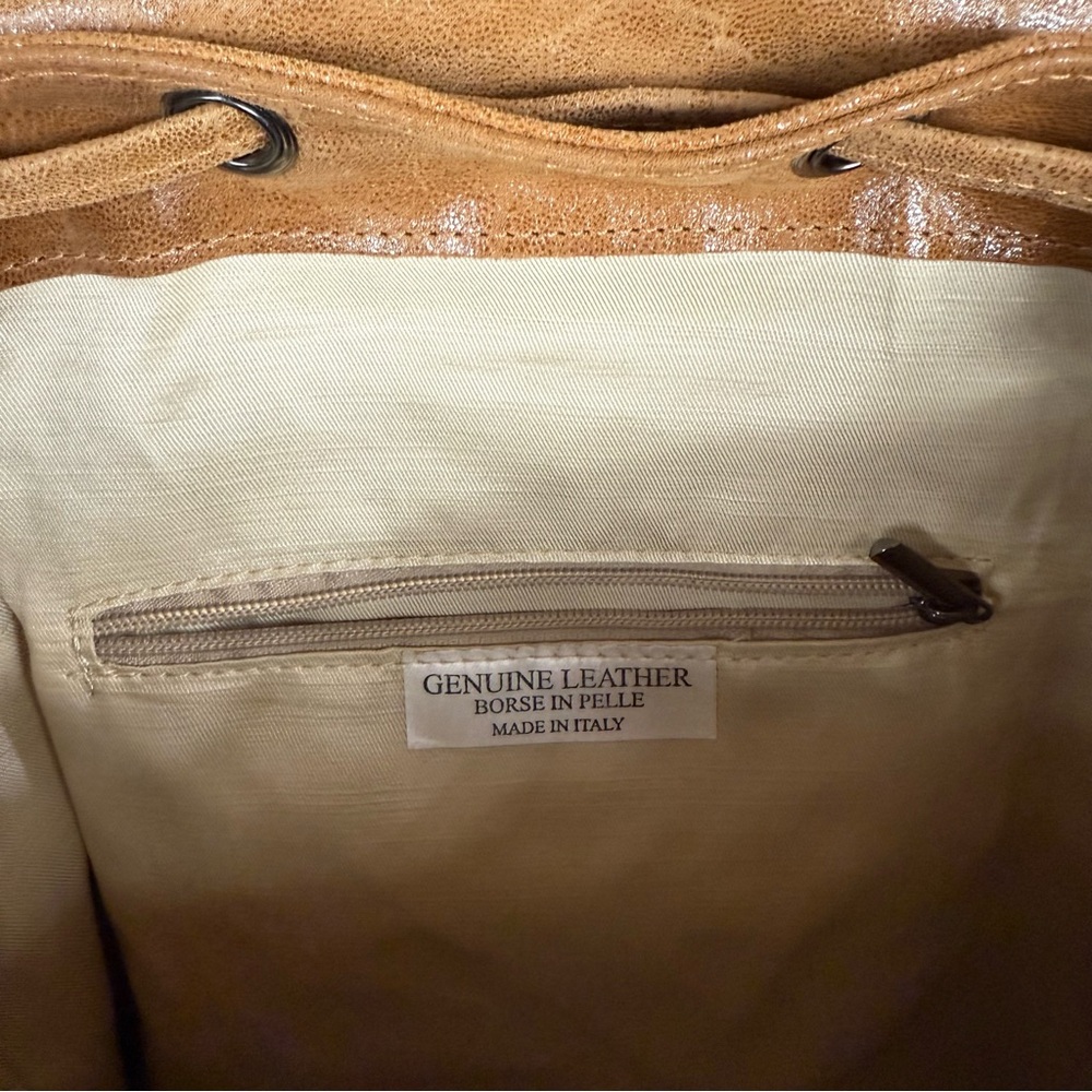Genuine Leather Italian Made Flap Backpack - Picture 4 of 5